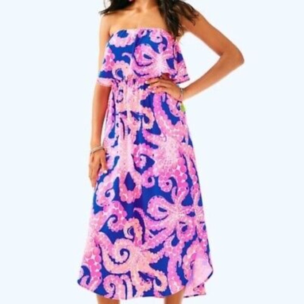 Lilly Pulitzer Meridian Midi Ikat Blue Dress